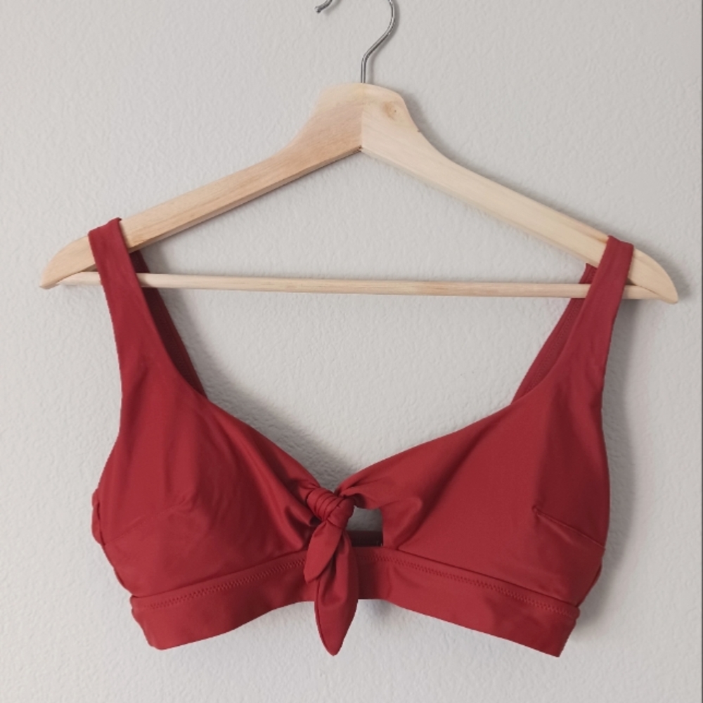 Aerie tie wide strap scoop bikini top